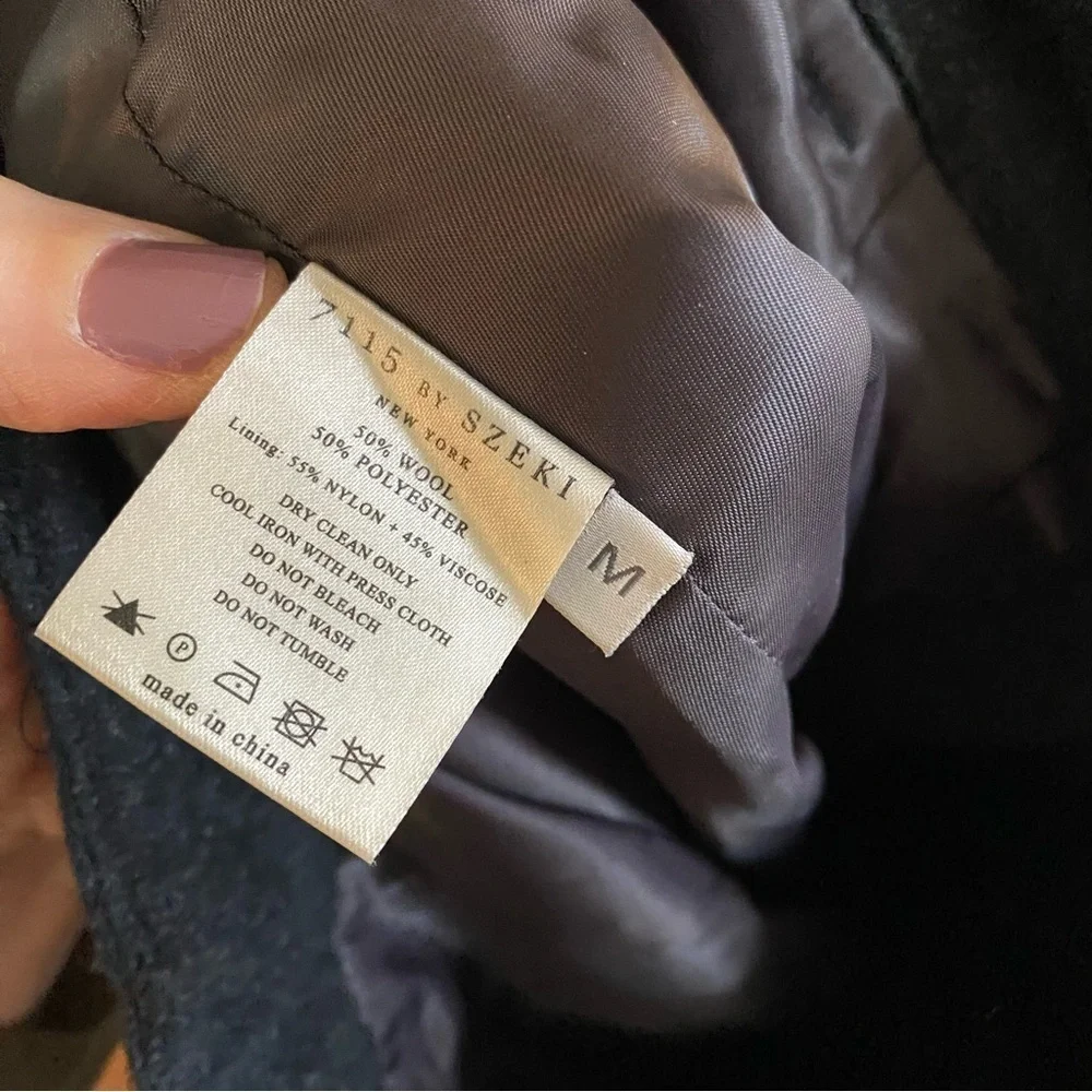 7115 By Szeki Wool Pants Womens Size Small Black Gray Tapered High Rise Waist
